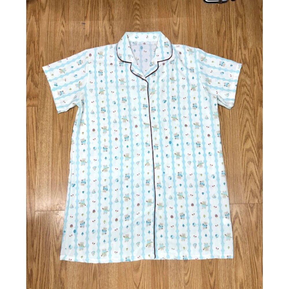 XL - Teddy Bear & cherries- Button up Nightgown - Night shirt